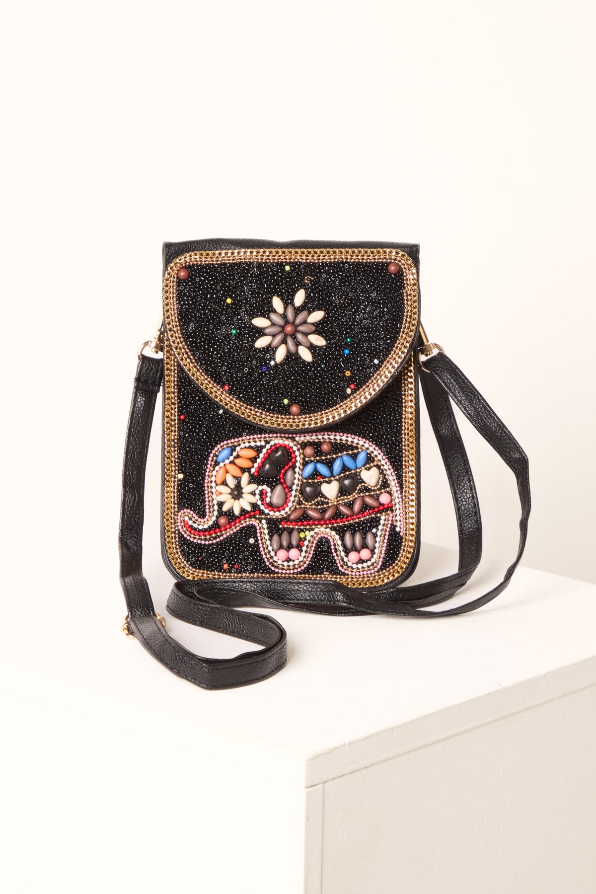 Handmade Elephant Beaded Crossbody Bag