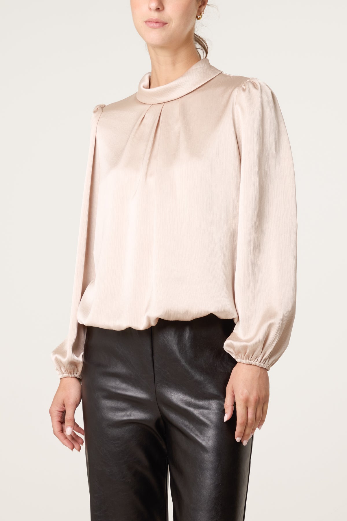 Satin Feel Puffball Blouse