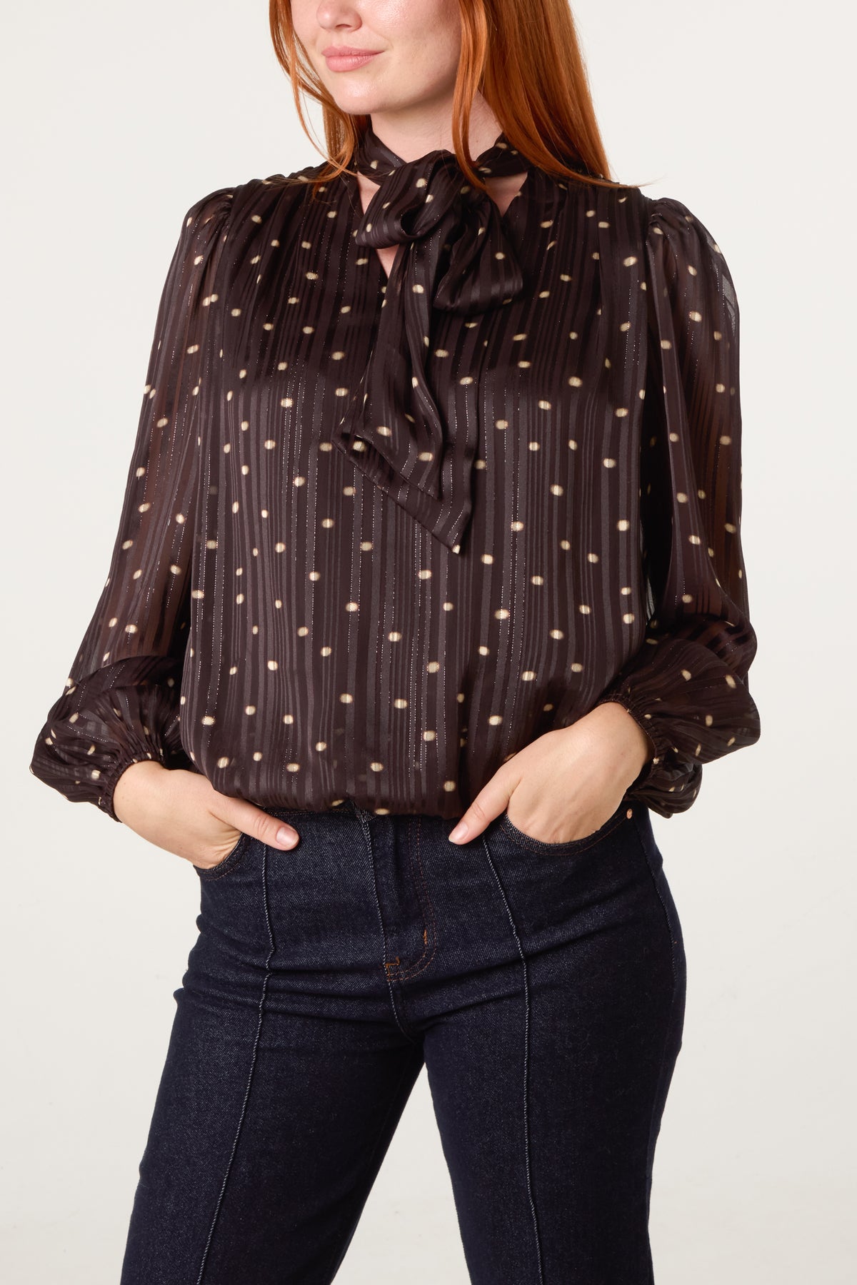 Puffball Metallic Polkadot Blouse