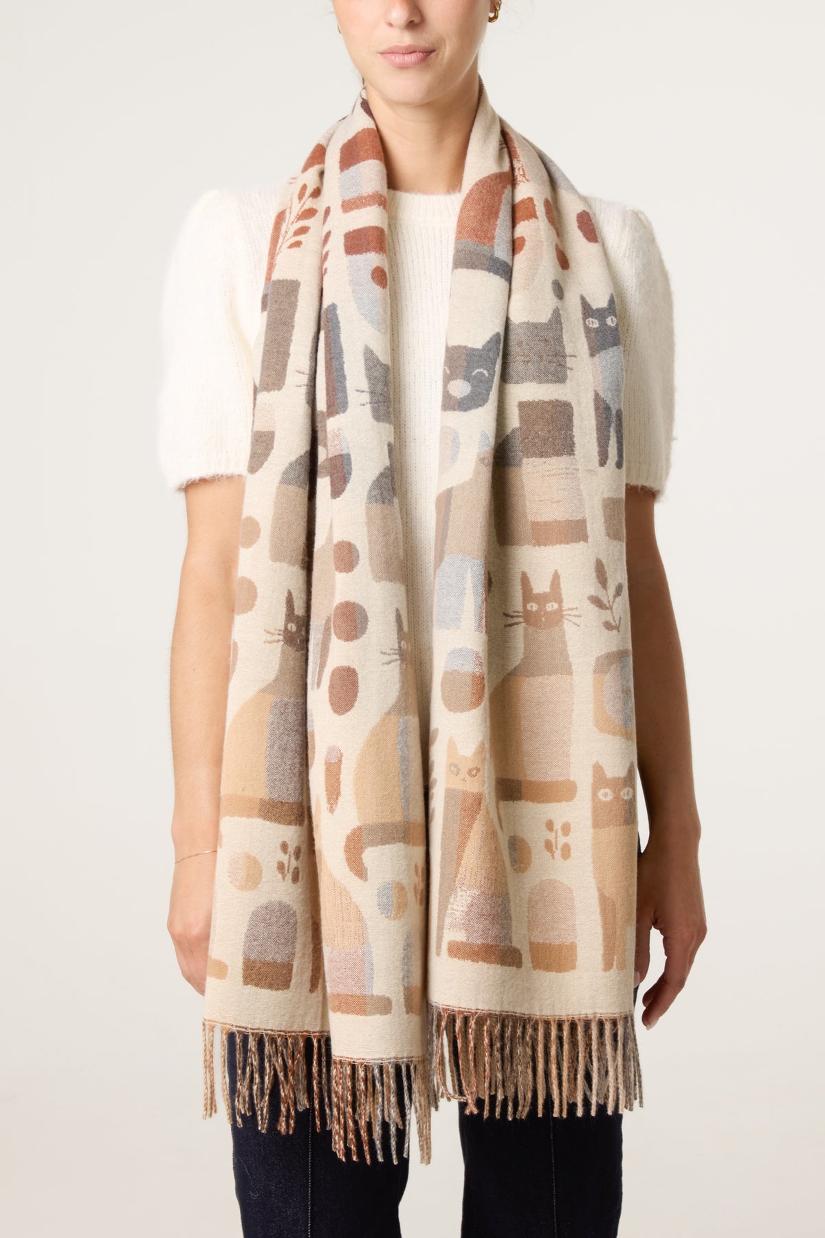 Modern Cat Print Scarf
