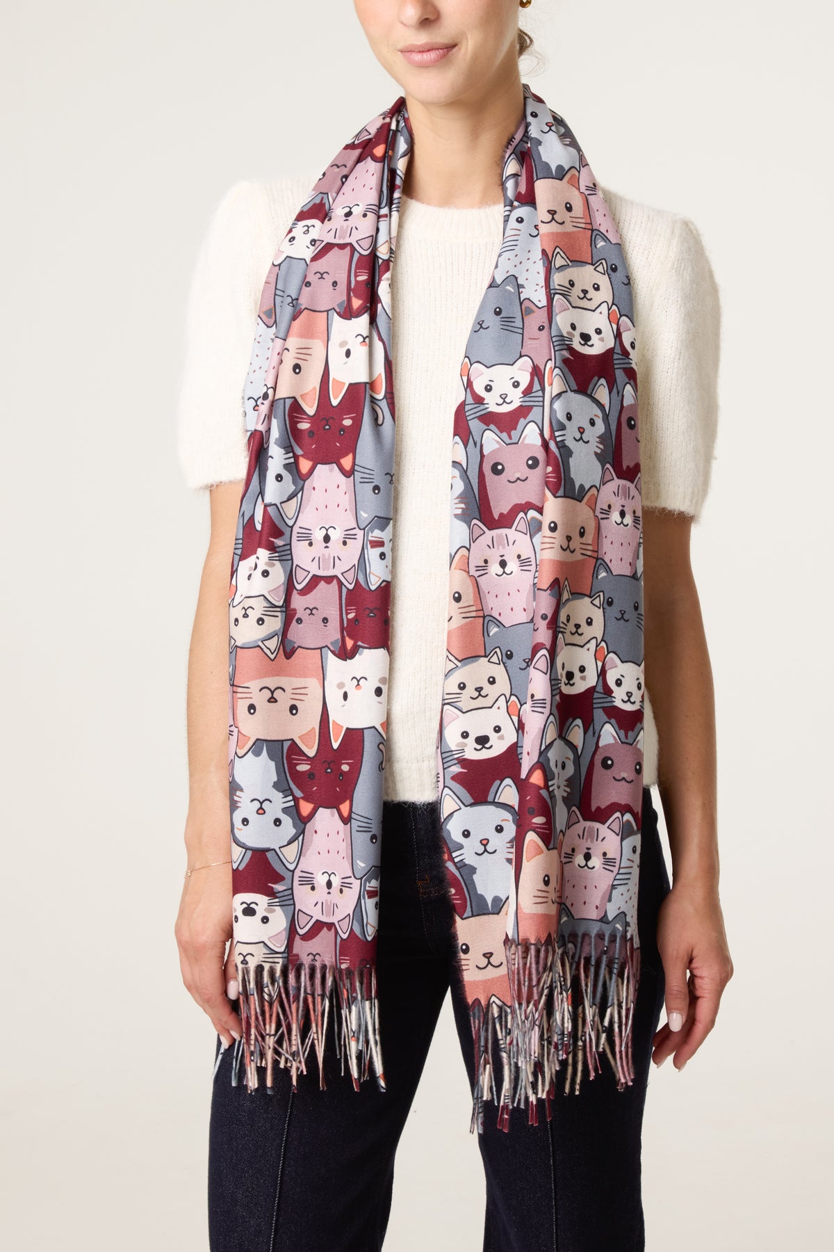 Cute Cats Illustration Print Scarf