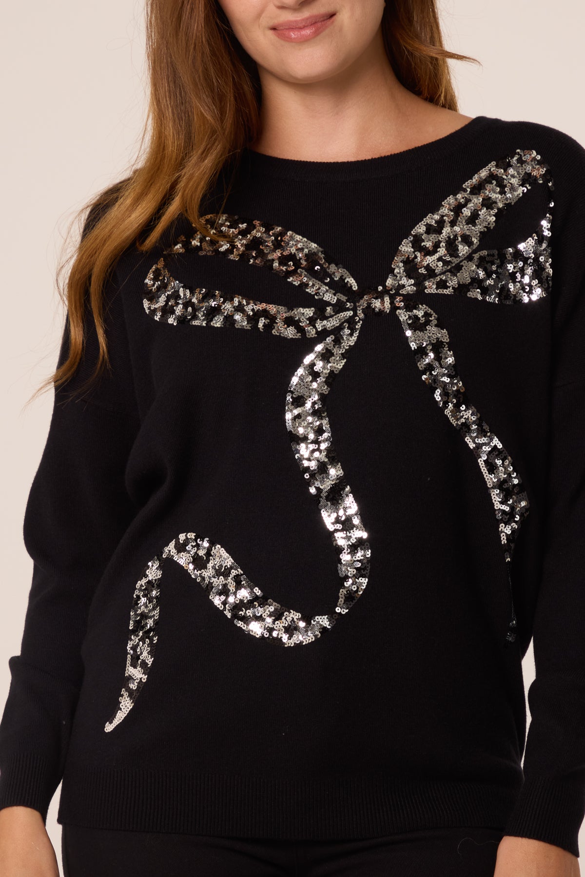 Leopard Bow Sequin Jumper