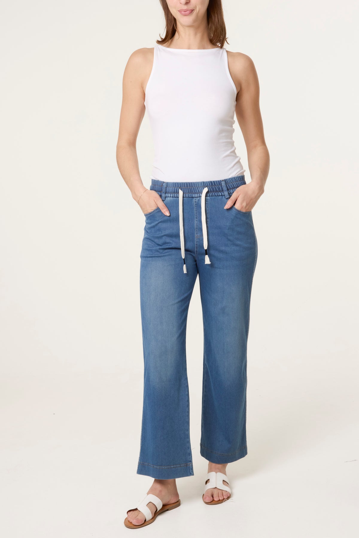 Elastic Waist Heart String Jeans