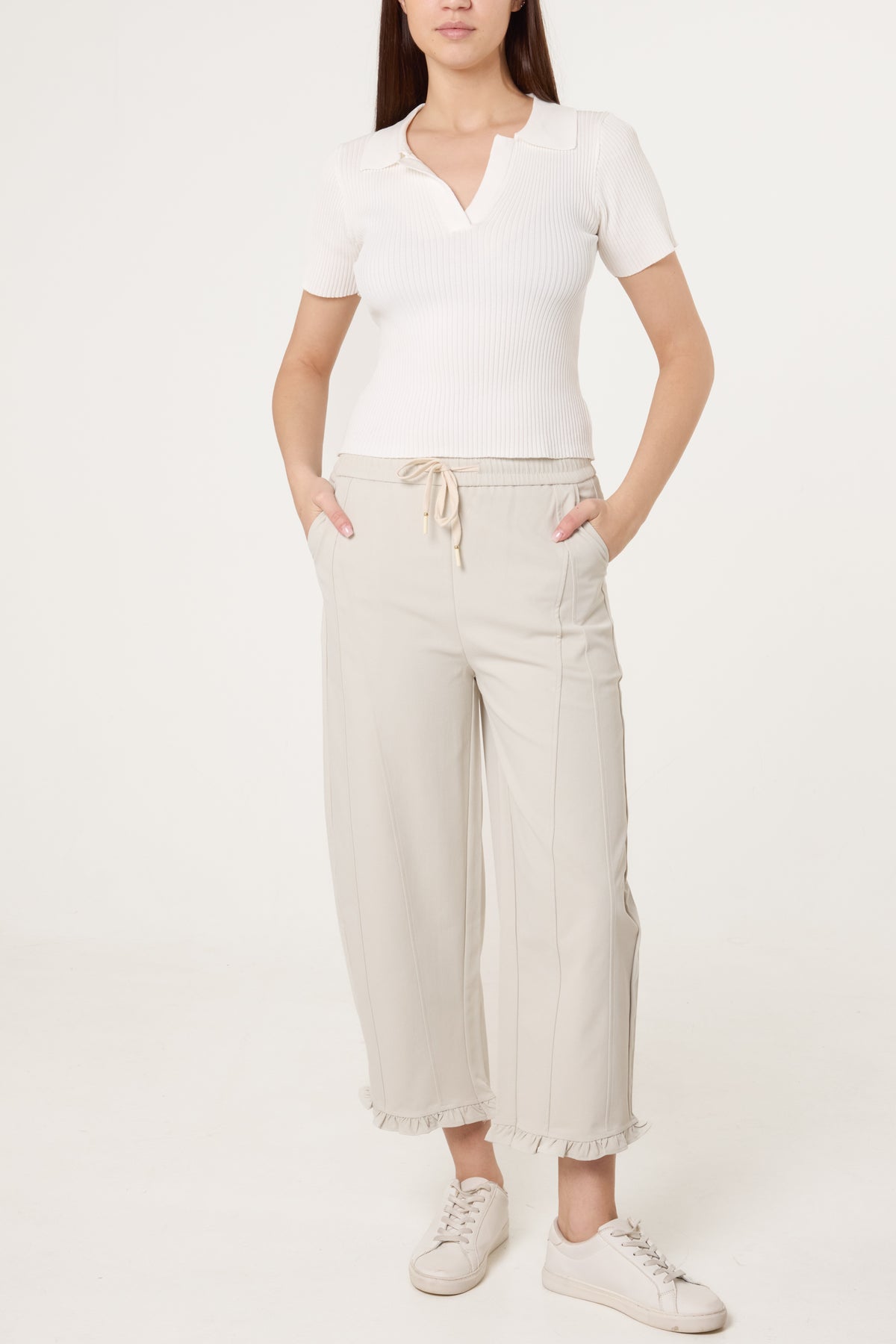 Ruffled Hem Seam Trousers