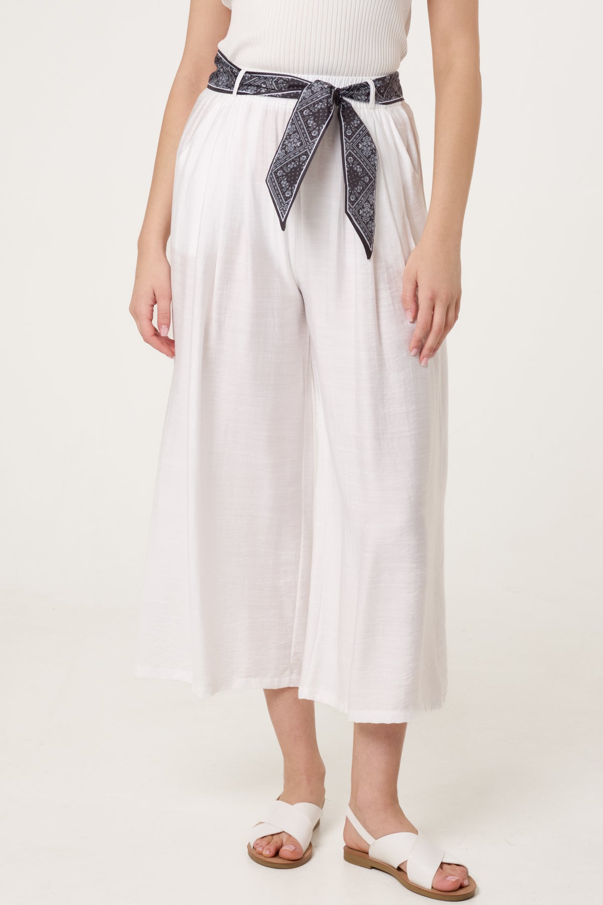 Scarf Belt Wide Leg Trousers