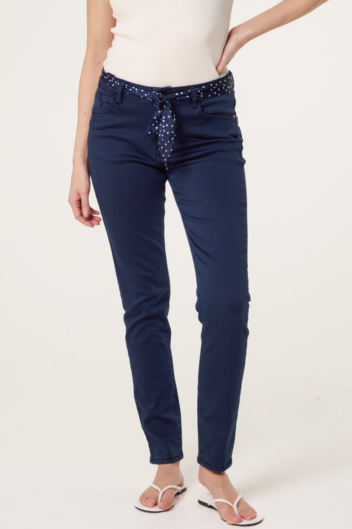 Slim Leg Scarf Belted Trouser