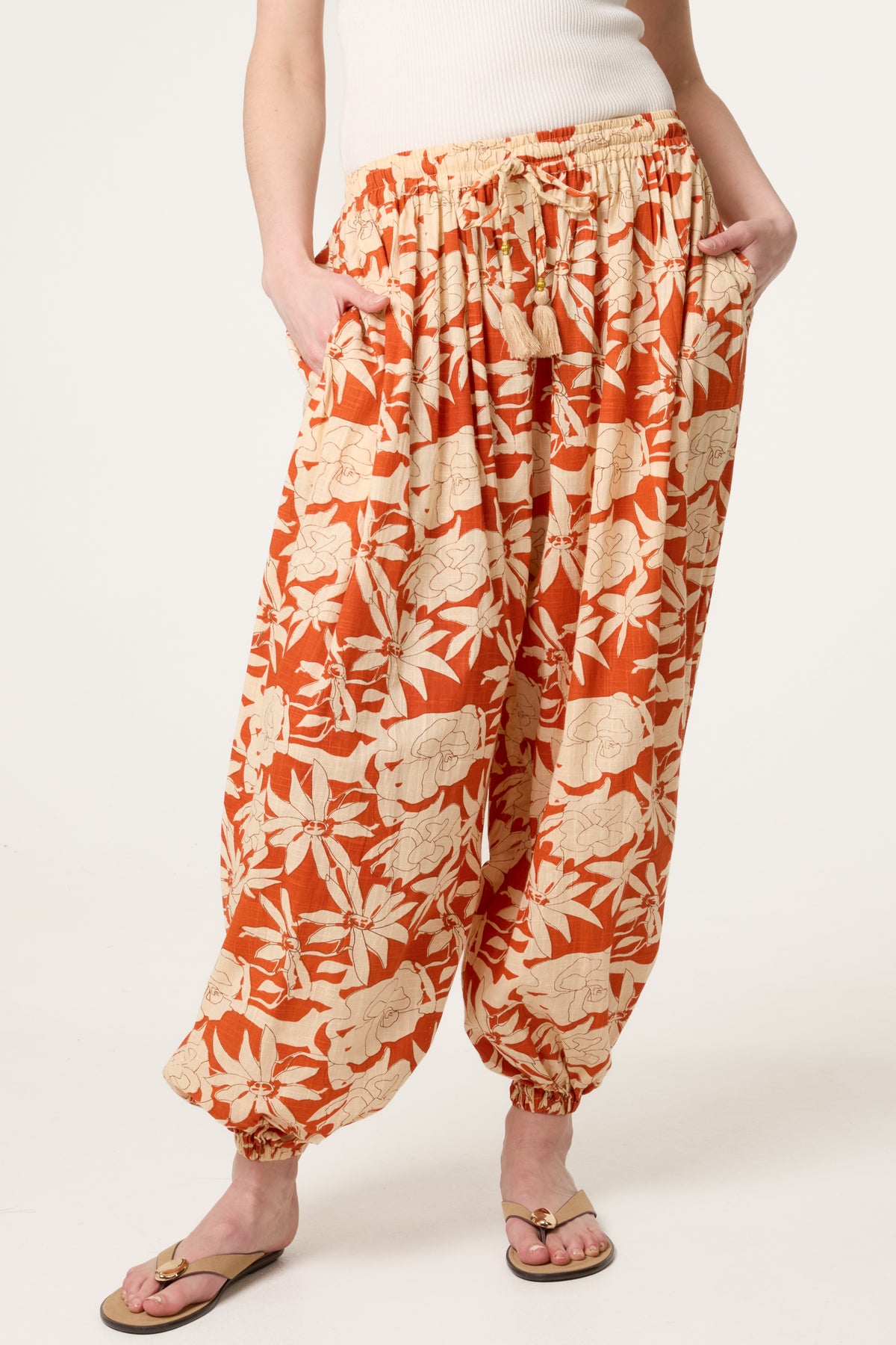 Floral Pattern Balloon Trousers