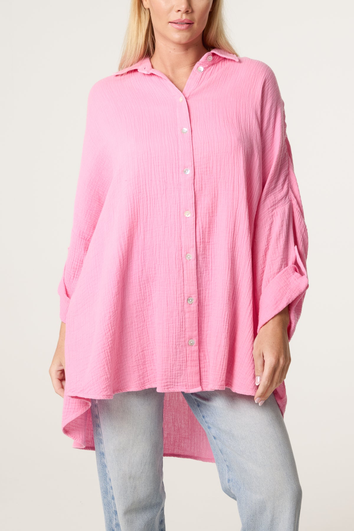 Crinkle Oversized Cotton Shirt