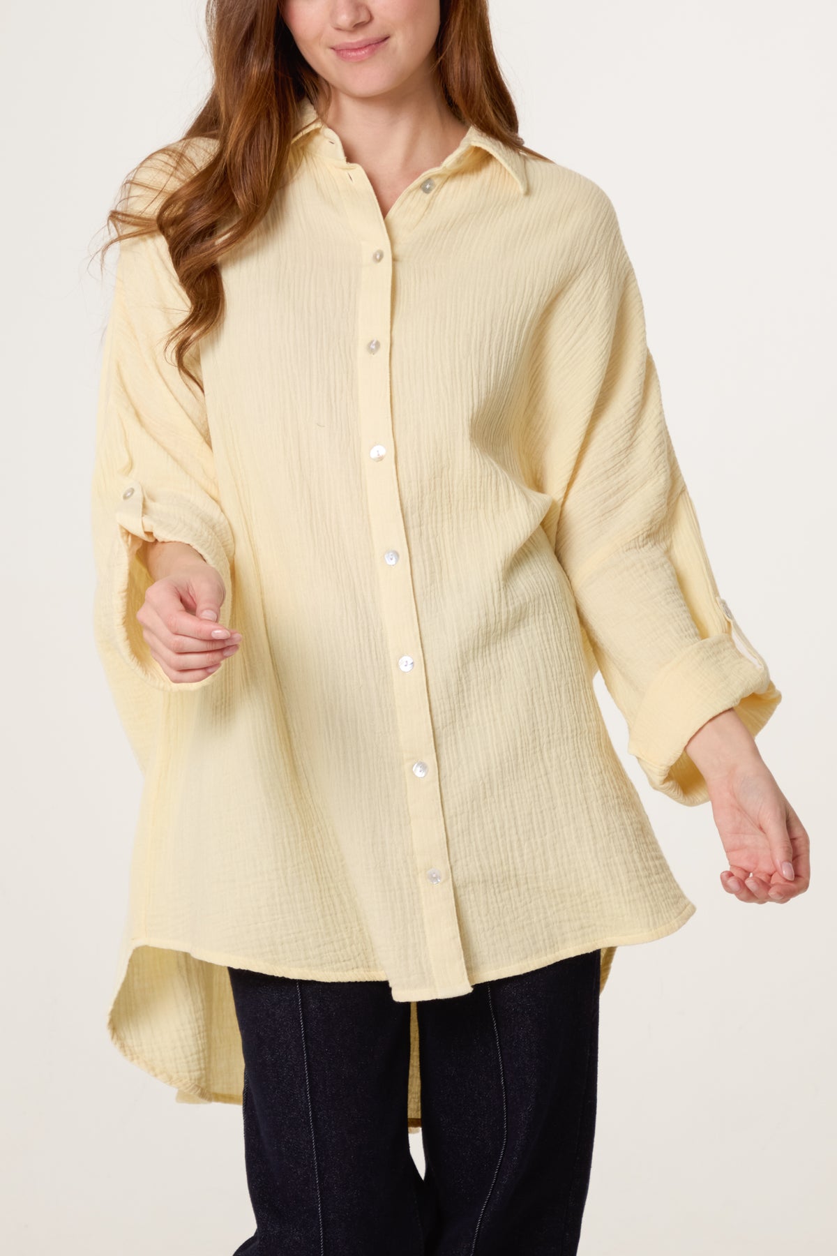 Crinkle Oversized Cotton Shirt