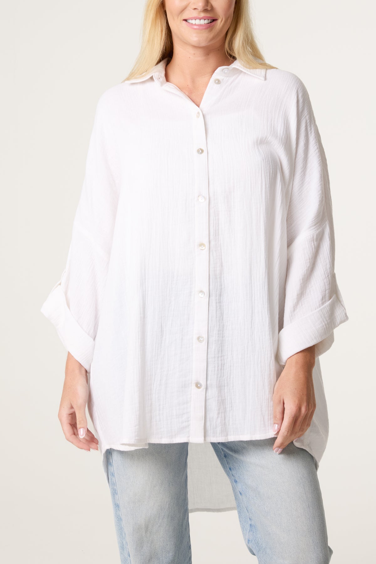 Crinkle Oversized Cotton Shirt