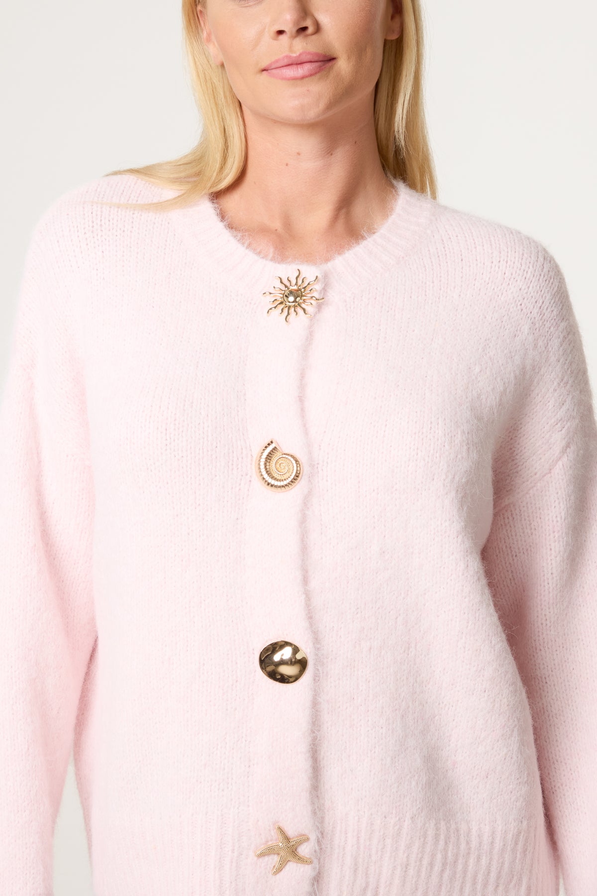 Gold Summer Buttons Knit Cardigan