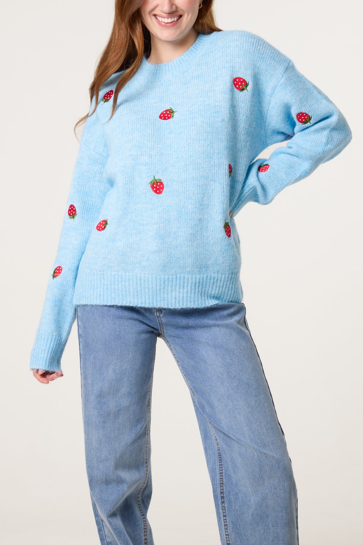 Embroidery Strawberry Knit Jumper