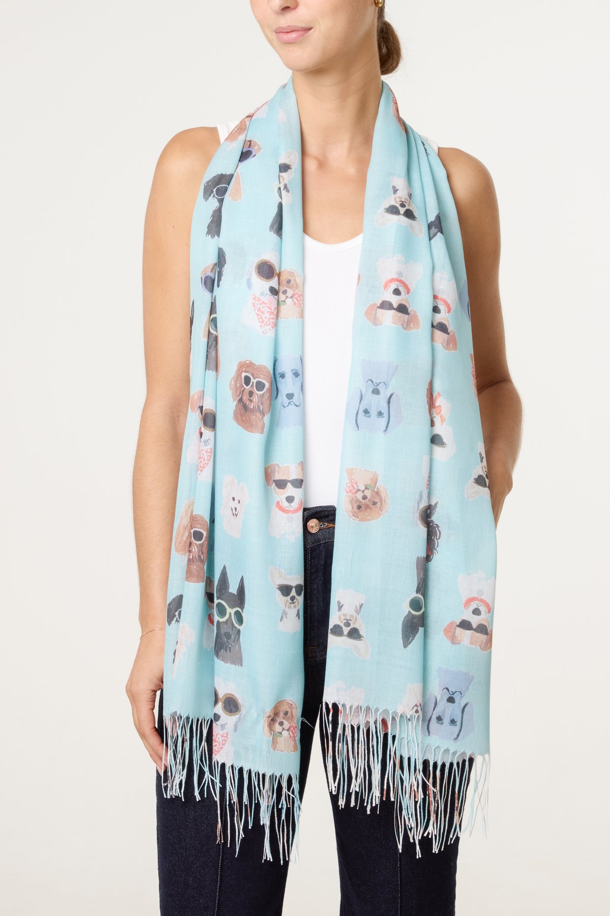 Sunglasses Dogs Print Scarf