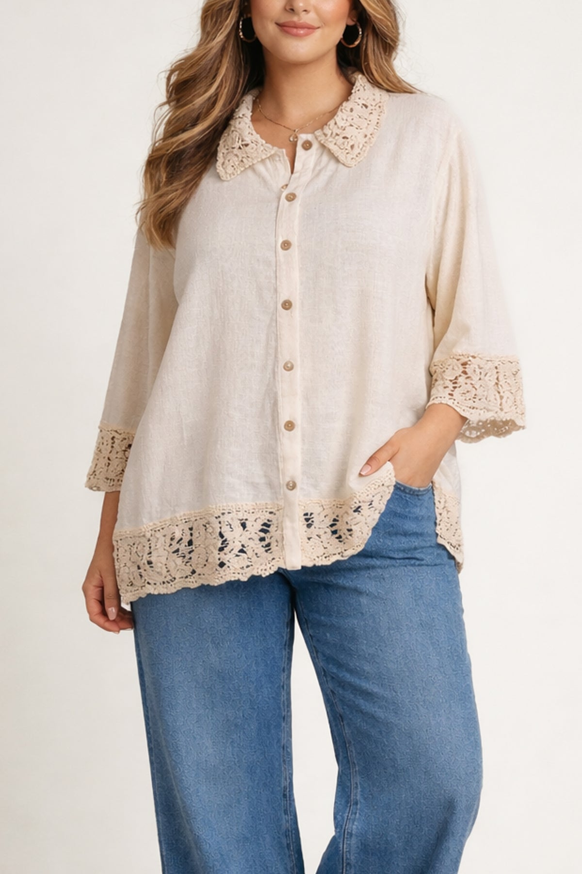 Curve Natural Linen Loose Fit Shirt