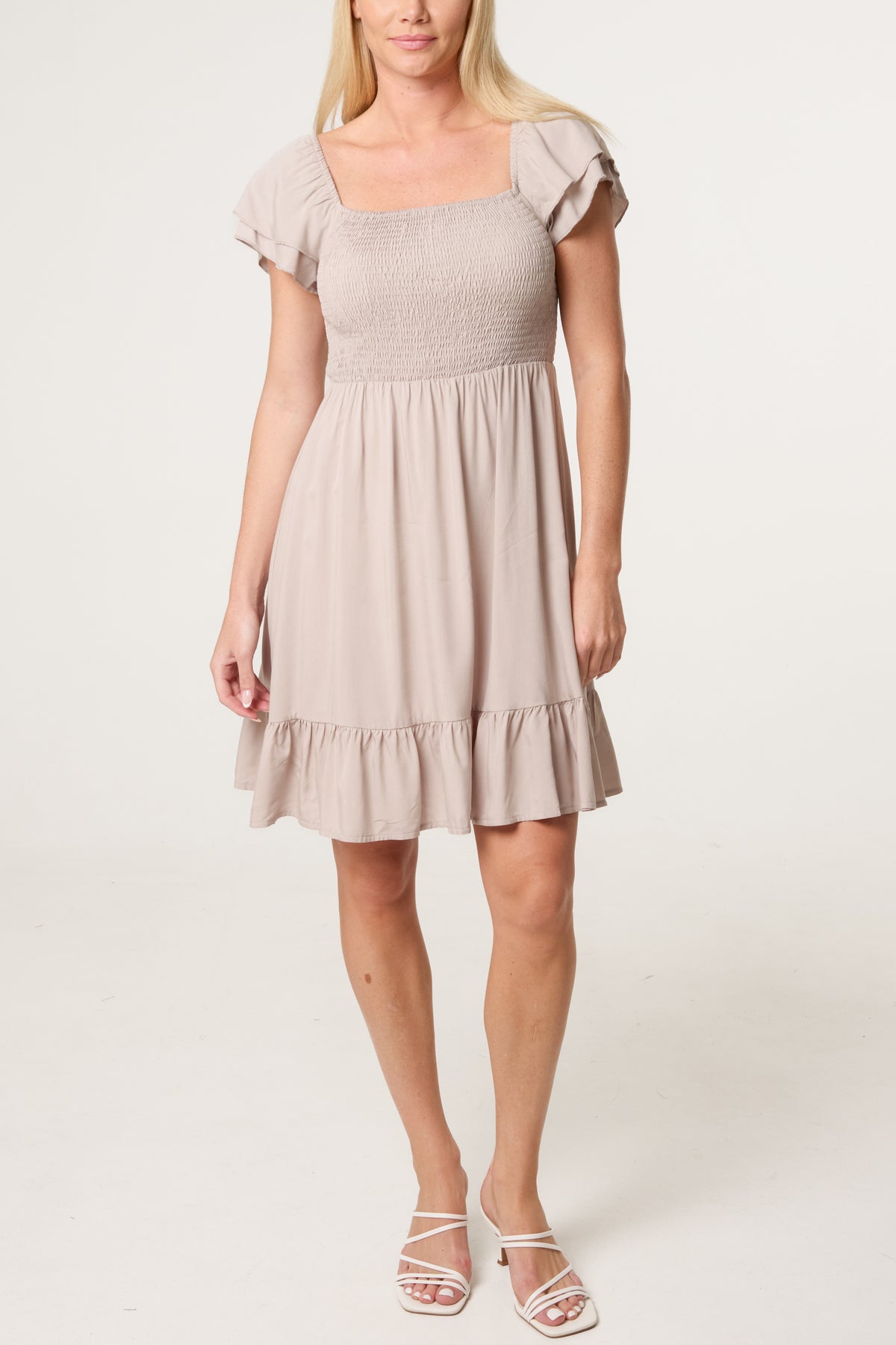 Shirred Bust Smock Mini Dress