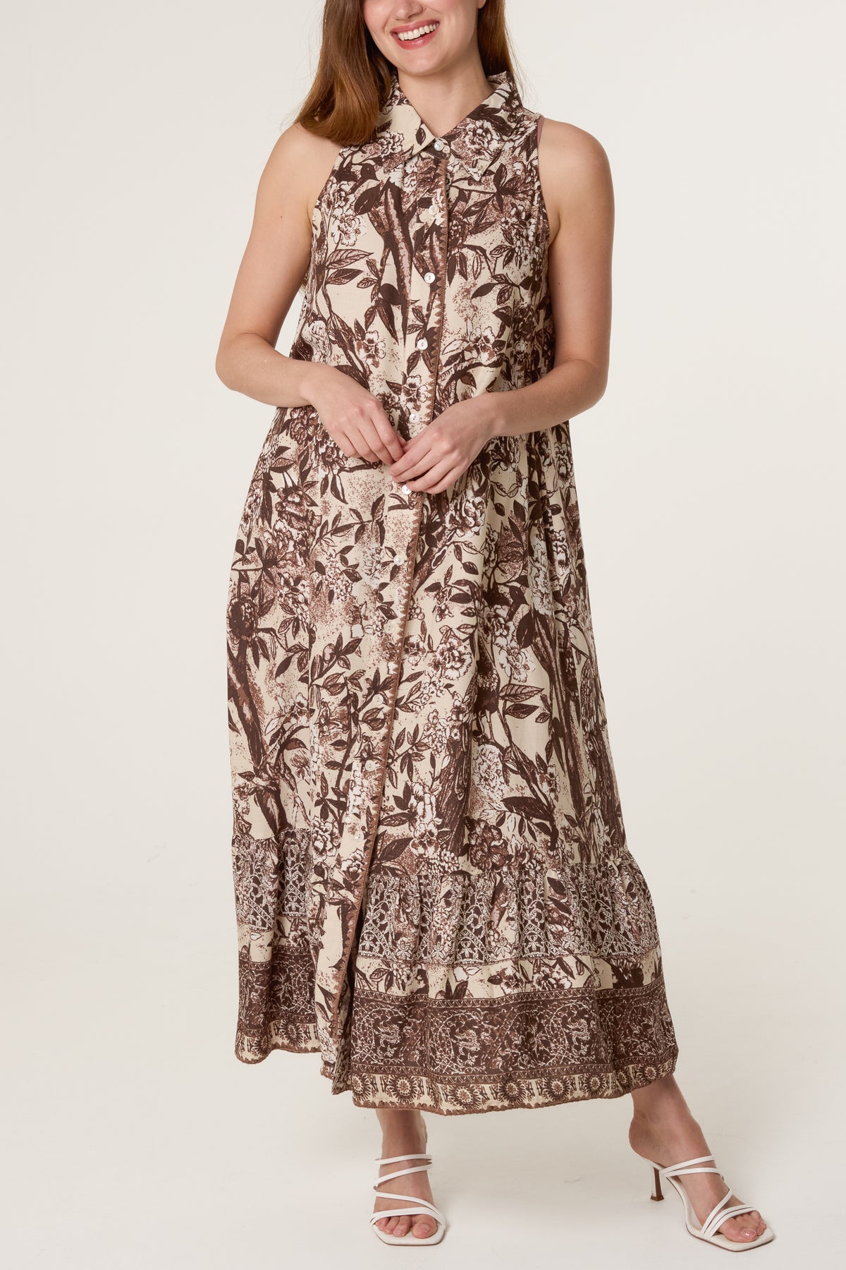 Floral Button Through Midi Dress