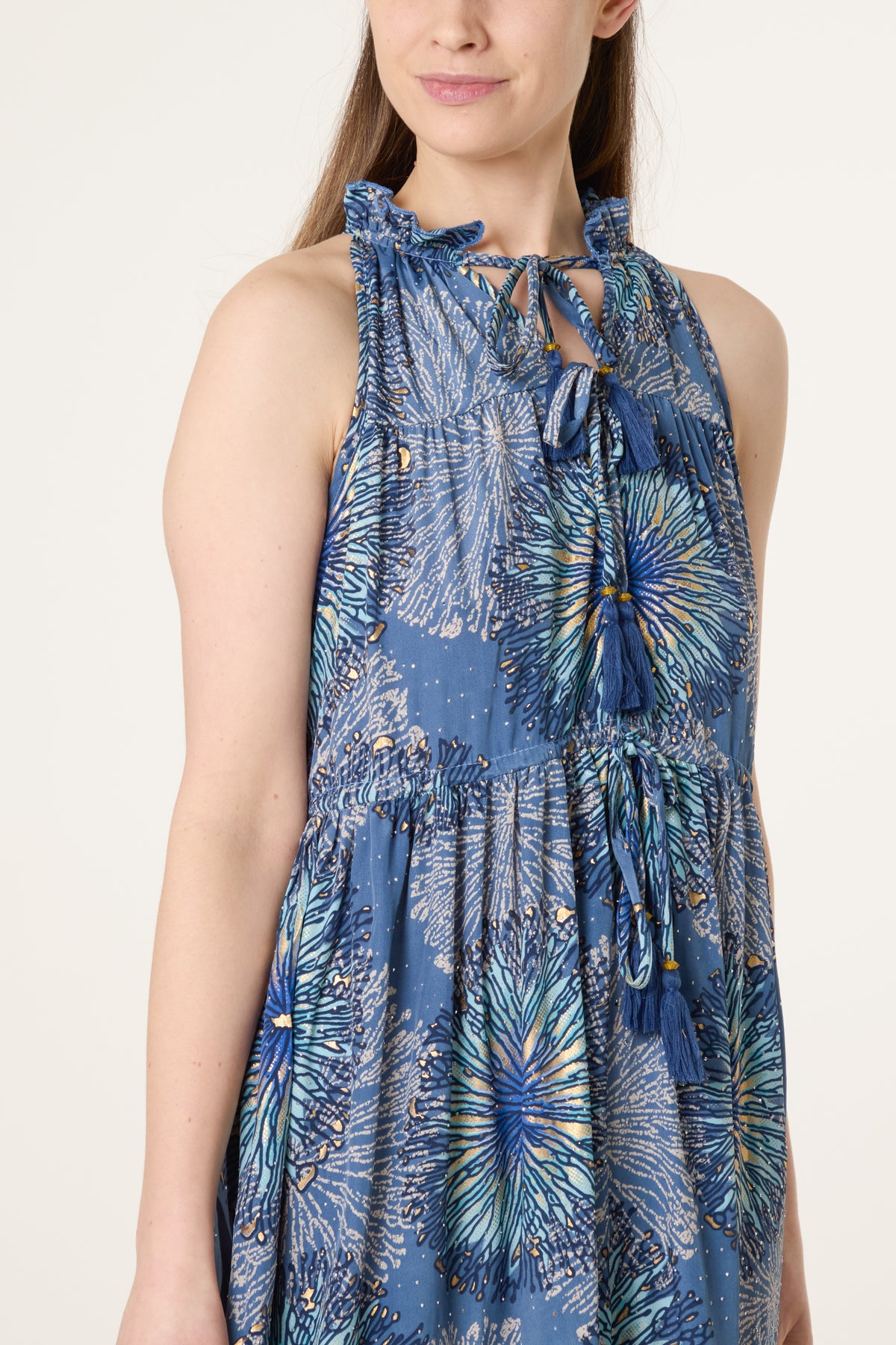 Halter Neck Tie Front Dress