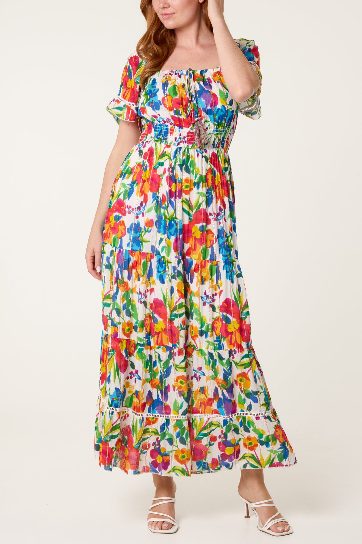 Bardot Metallic Detailed Floral Dress