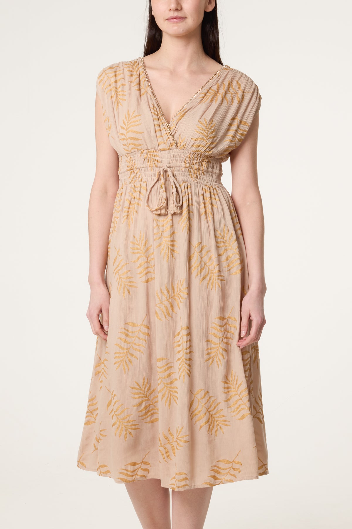 Wrap Front Beaded Dress