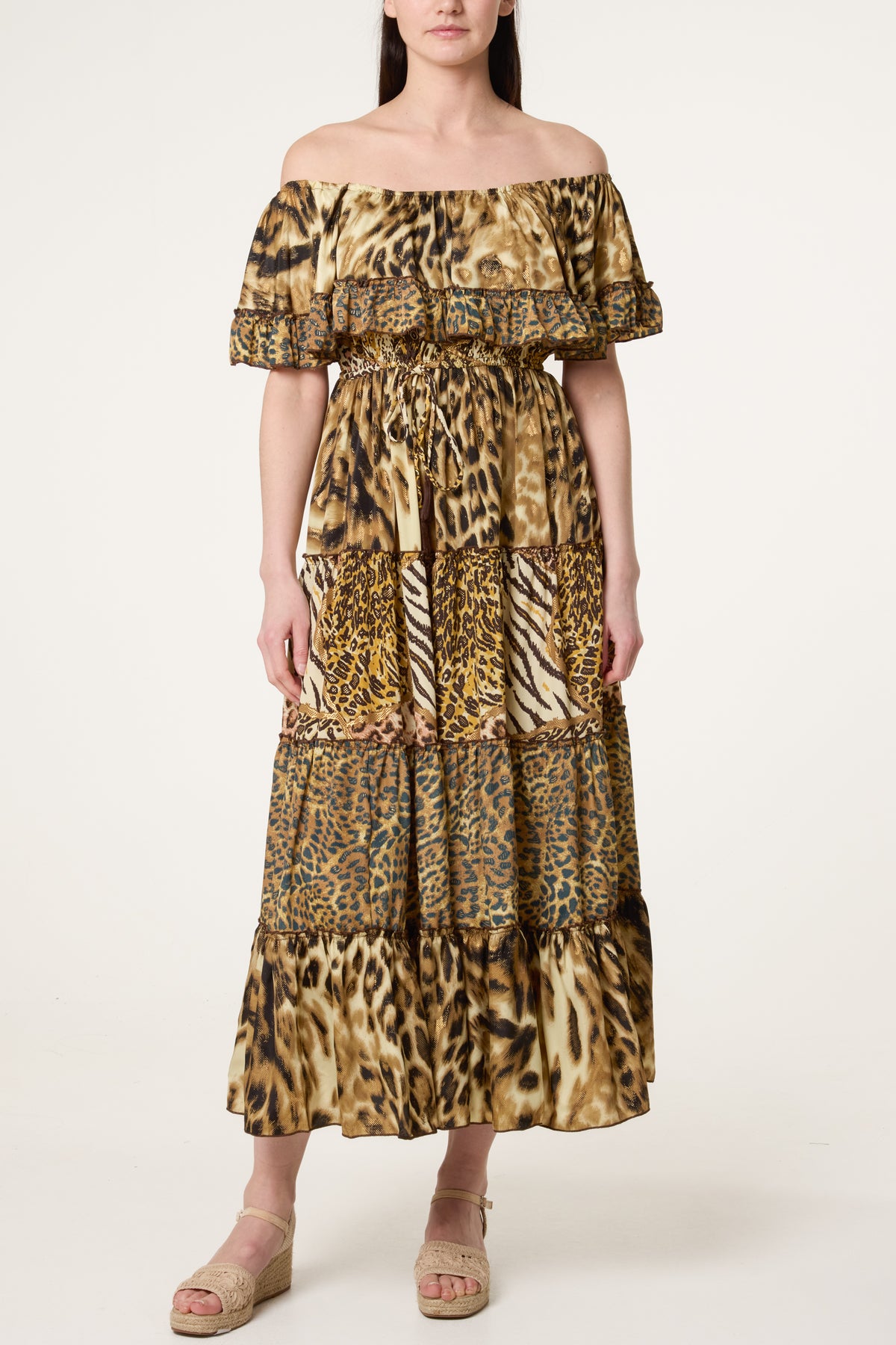 Off Shoulder Leopard Dress