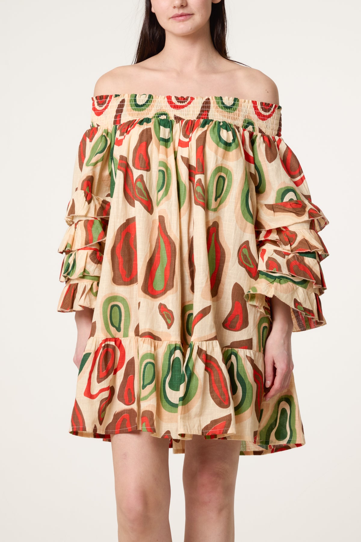 Statement Sleeve Bardot Dress