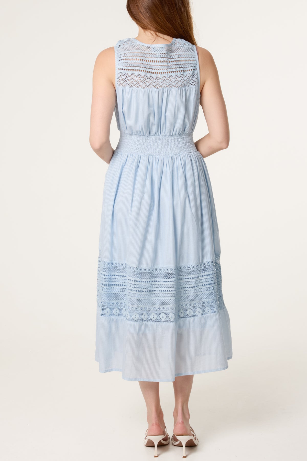 Button Through Crochet & Lace Insert Dress