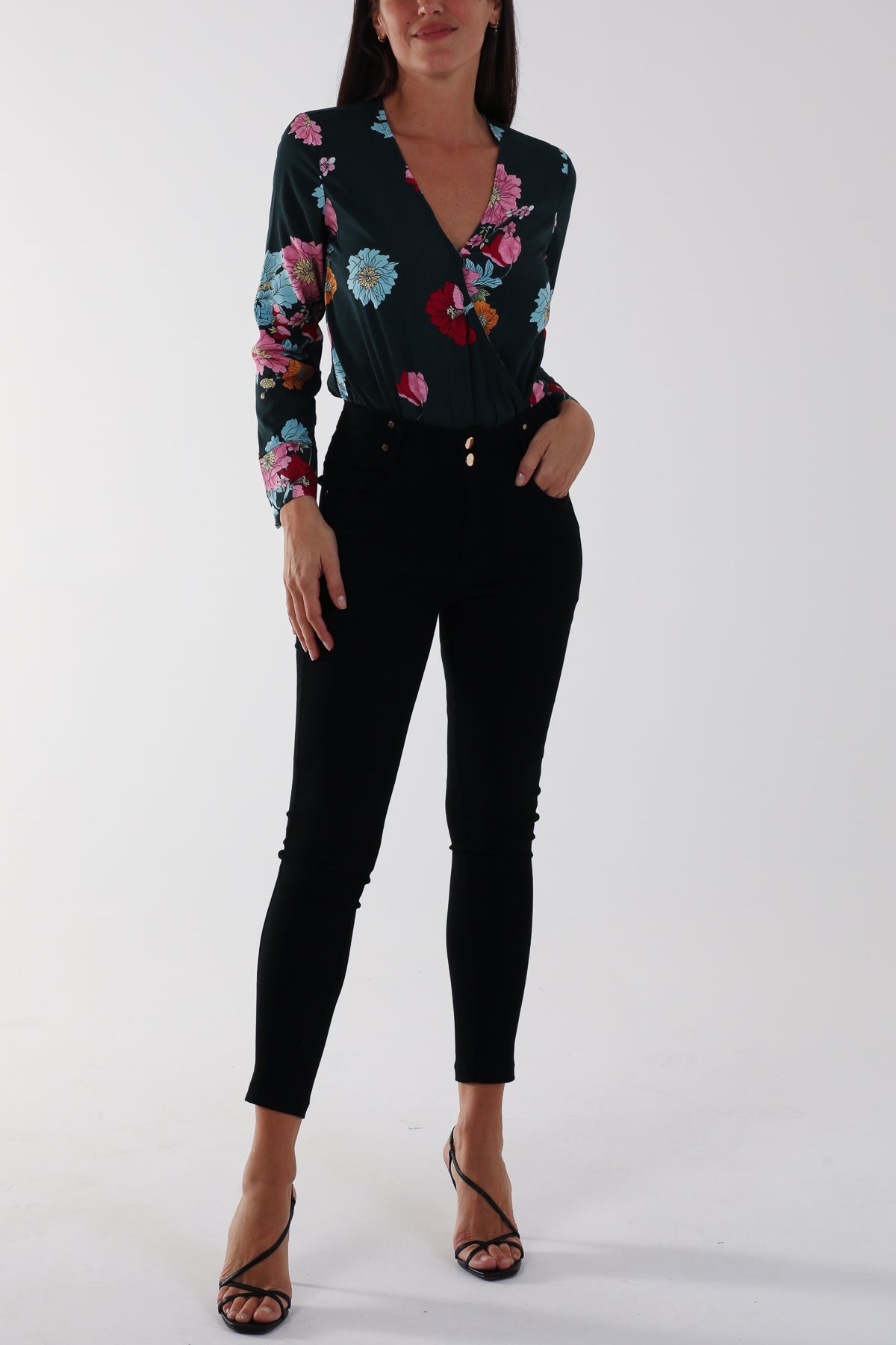 Wrap Front Floral Bodysuit