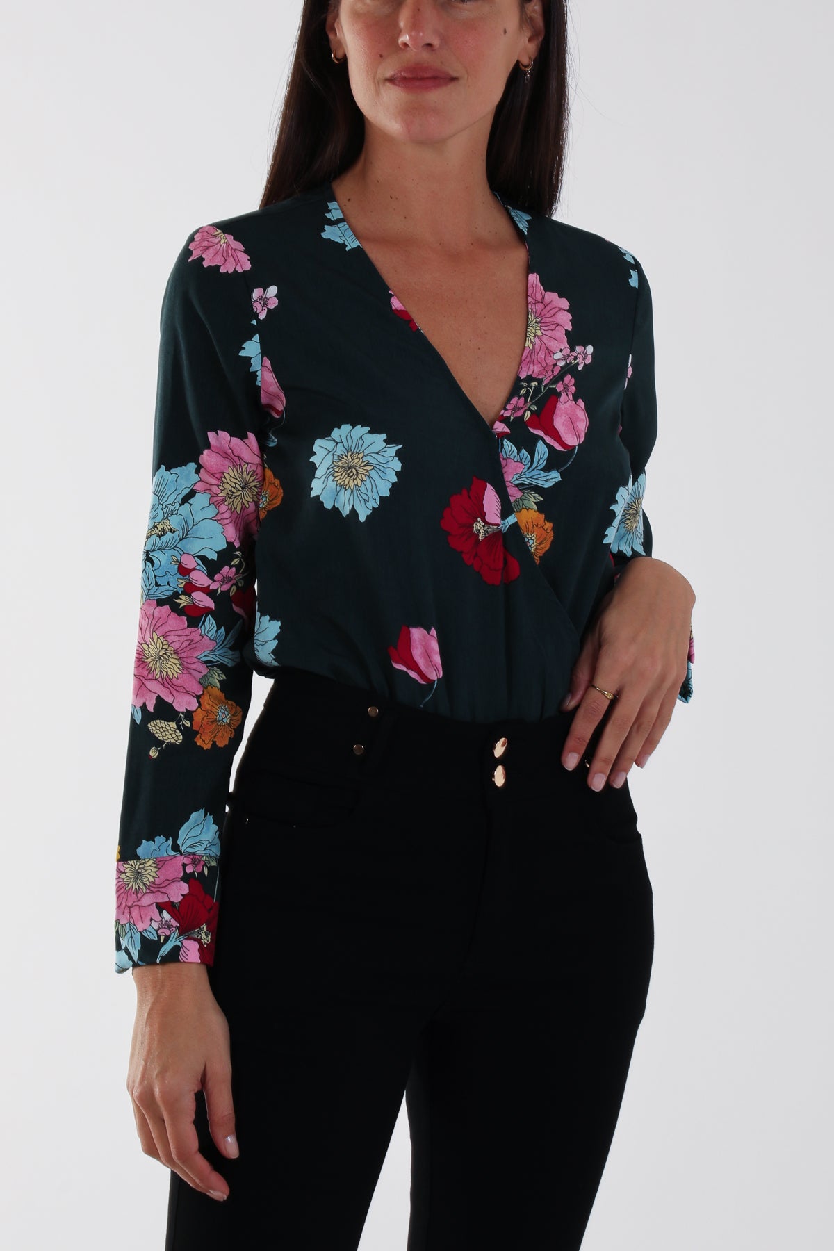 Wrap Front Floral Bodysuit