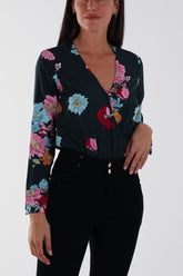 Wrap Front Floral Bodysuit