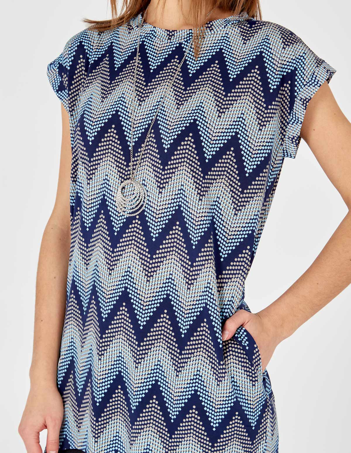 Aztec Print Oversized Necklace Top