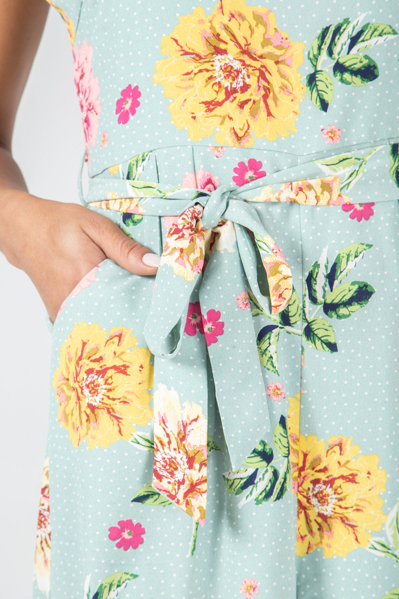 Floral Cami Square Neck Culotte Jumpsuit