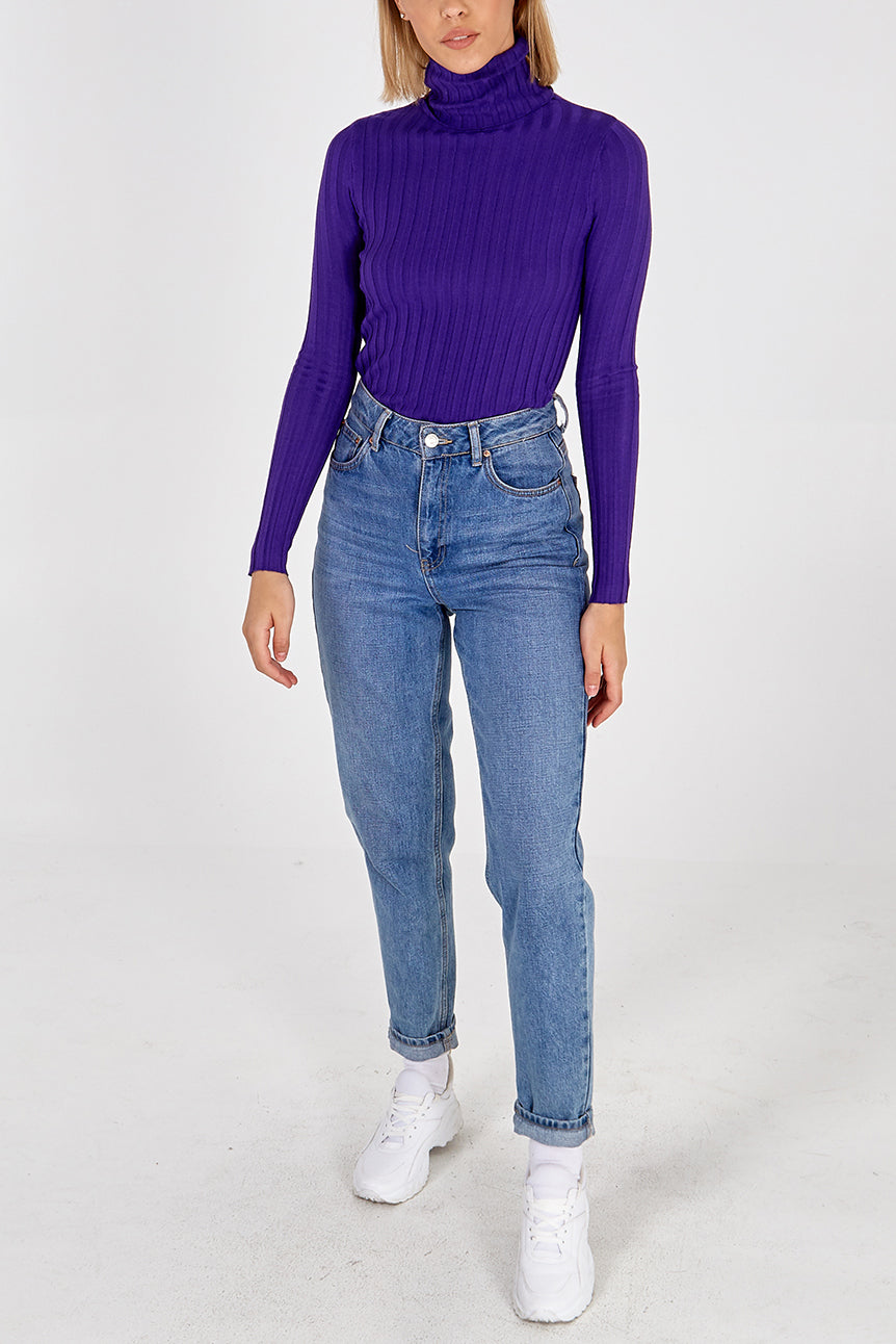 Roll Neck Wide Rib Jumper