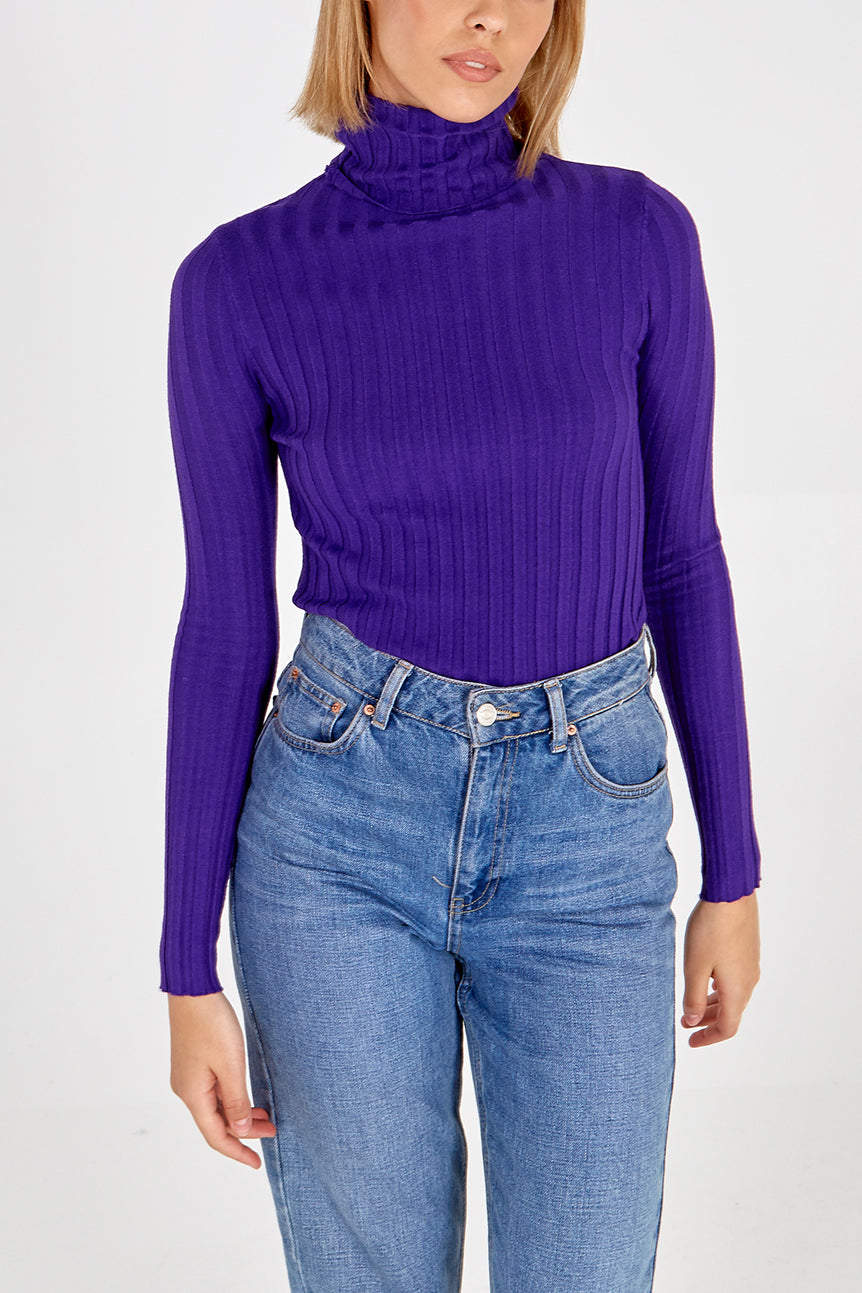 Roll Neck Wide Rib Jumper