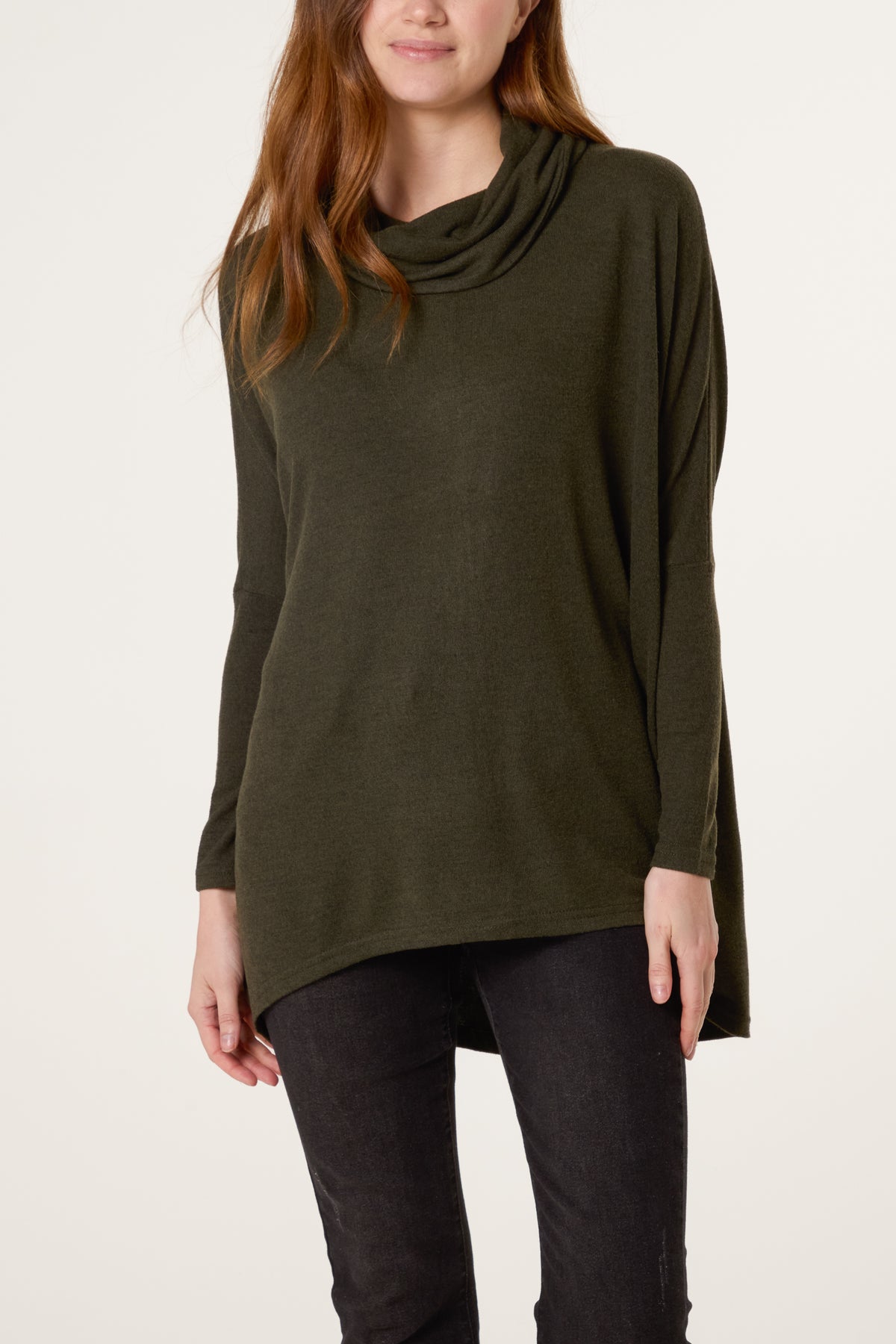 Cowl Neck High Neck Tunic Top