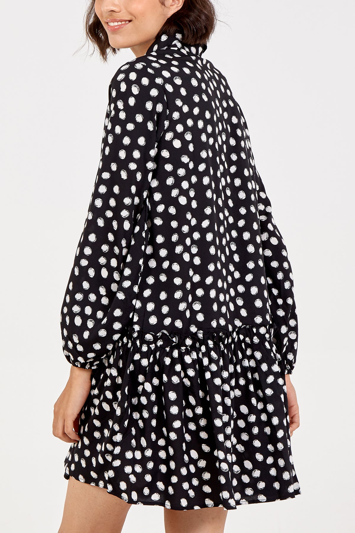 Polka Dot Tiered Shirt Dress