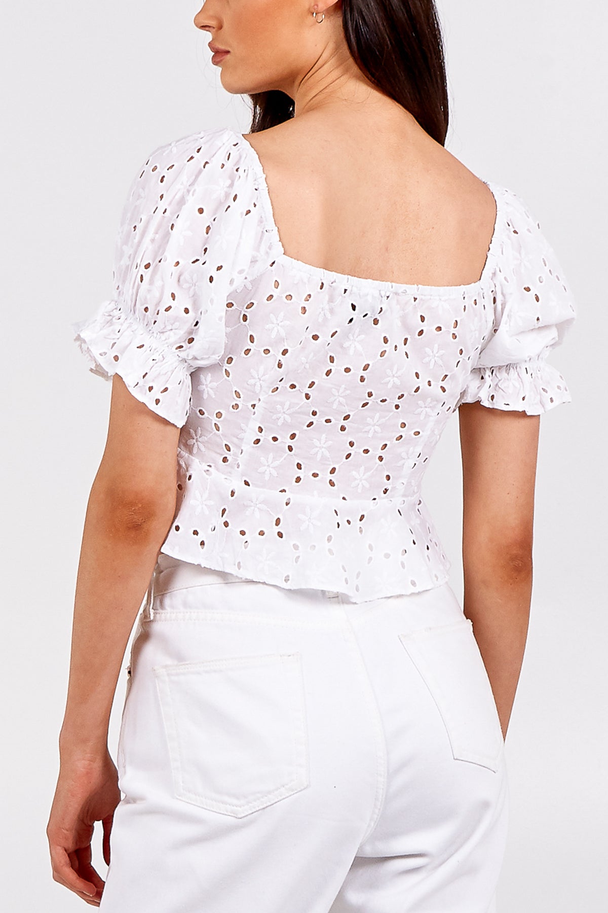 Tie Front Broderie Anglaise Crop Top