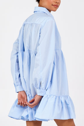 Button Front Long Sleeve Smock Dress