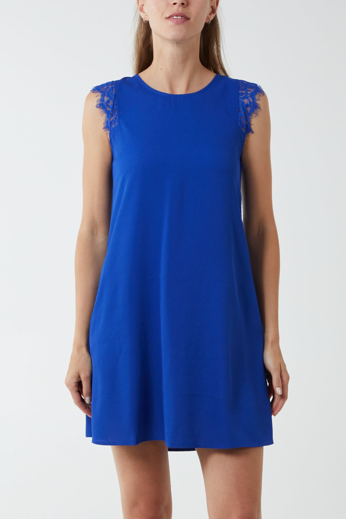 Lace Trim Swing Dress With Tie Back