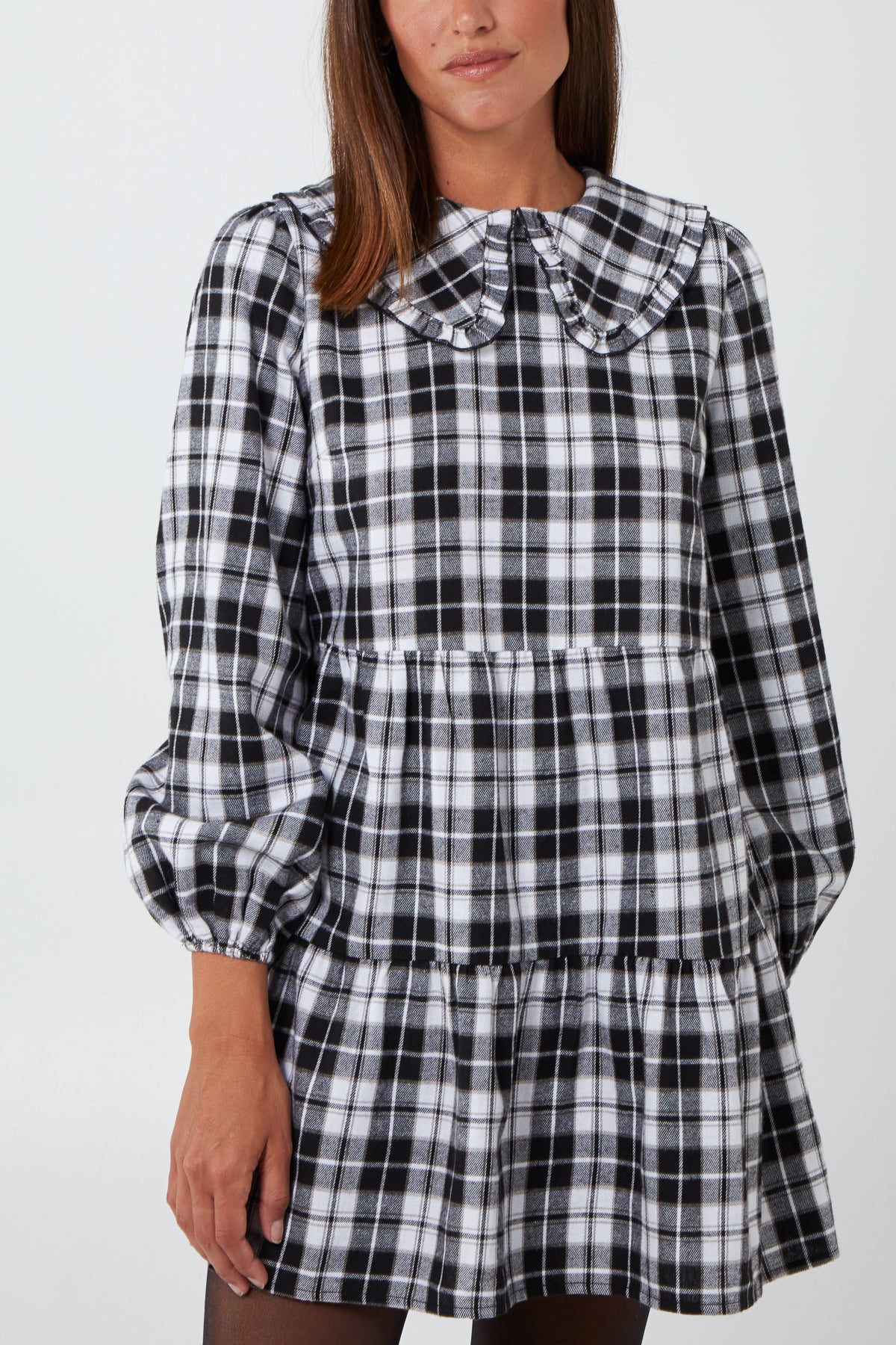 Tartan Frill Collar Smock Dress