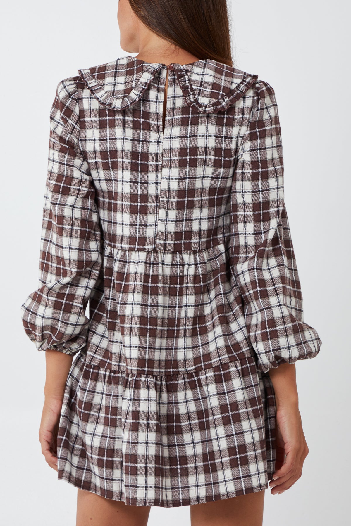 Tartan Frill Collar Smock Dress