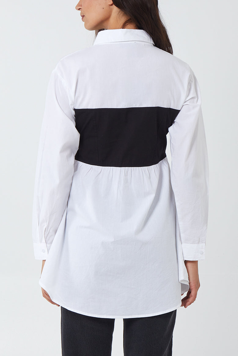 Contrast Panel Shirt Dress