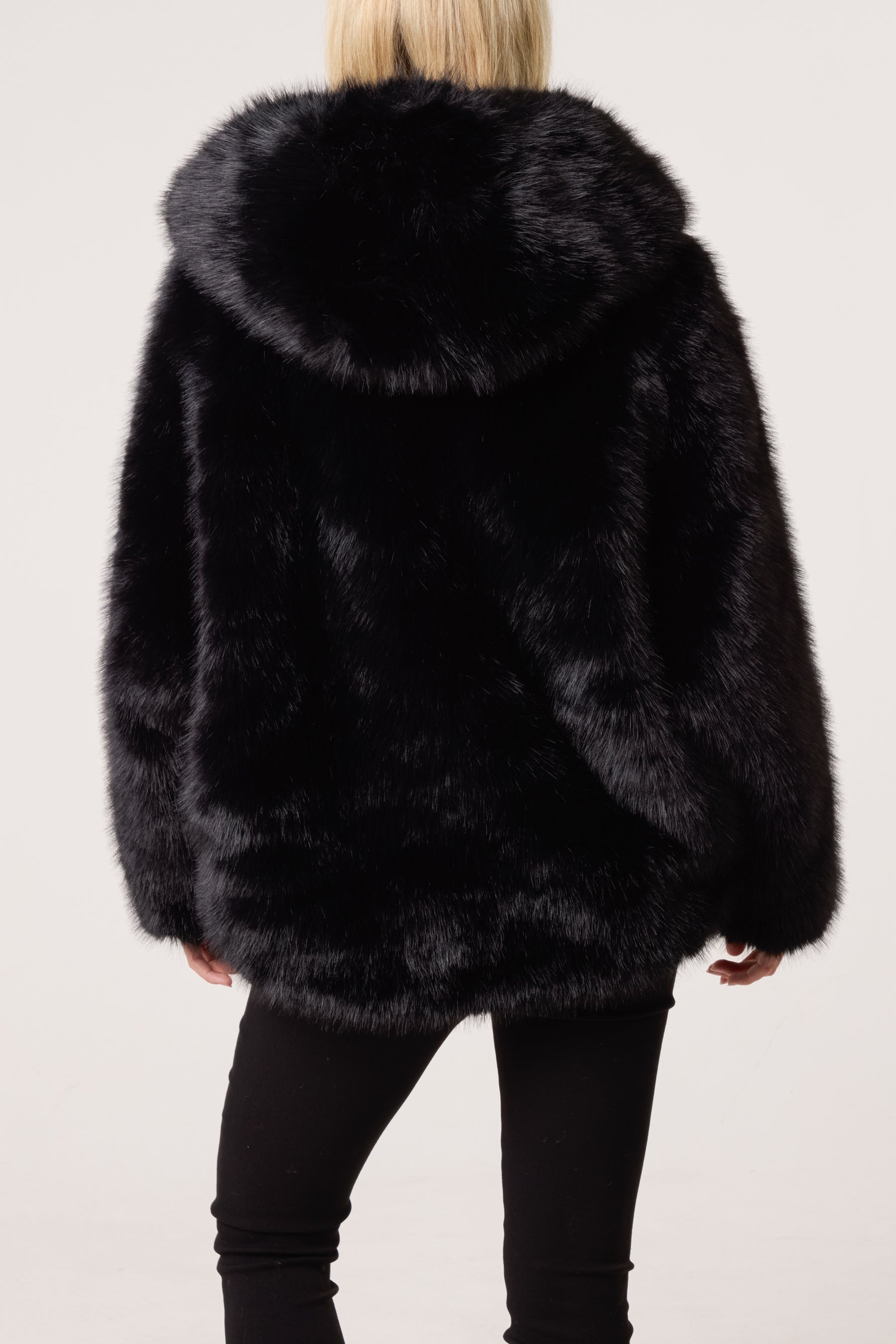 Hooded Faux Fur Short Coat