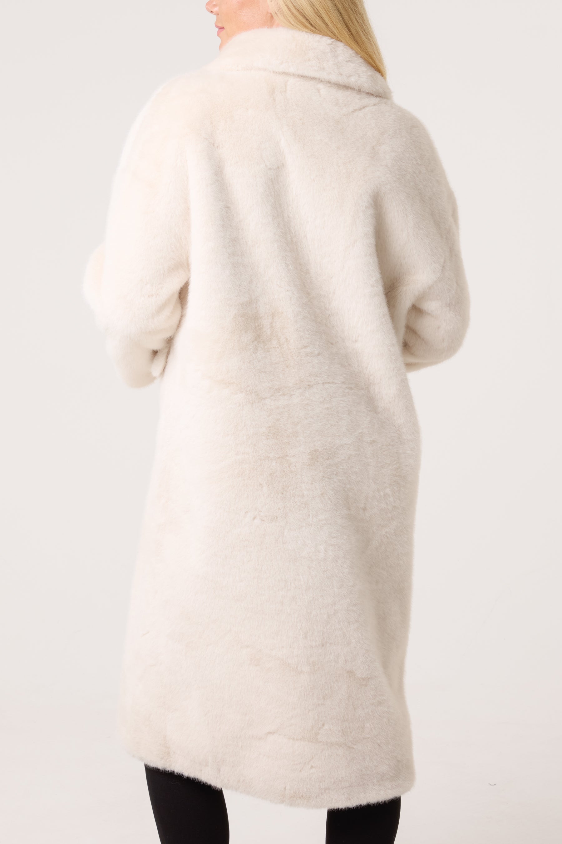 Longline Faux Fur Button Coat