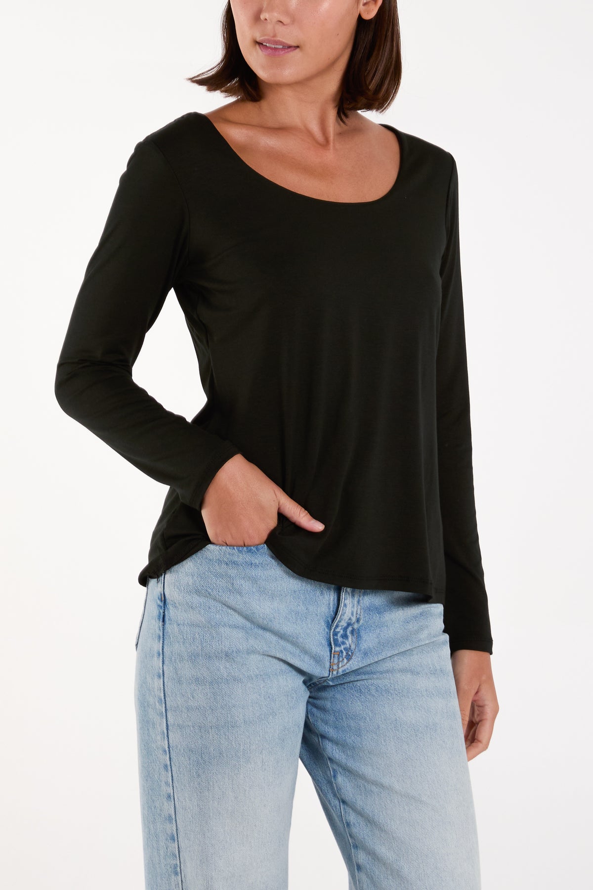 Basic Long Sleeve High Low Top
