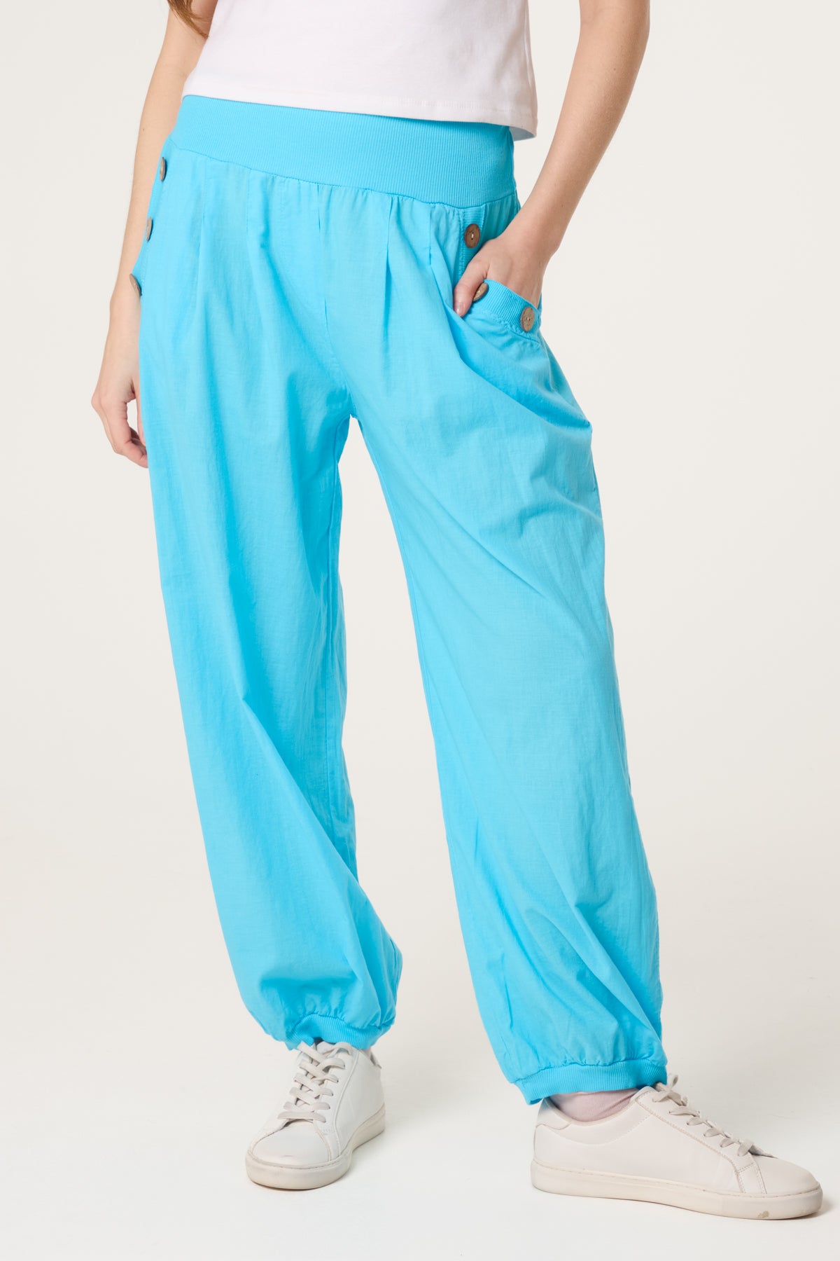 Button Pocket Detail Harem Pants