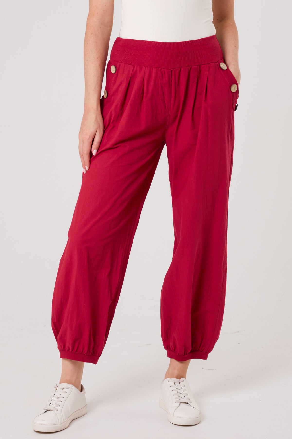 Button Pocket Detail Harem Pants