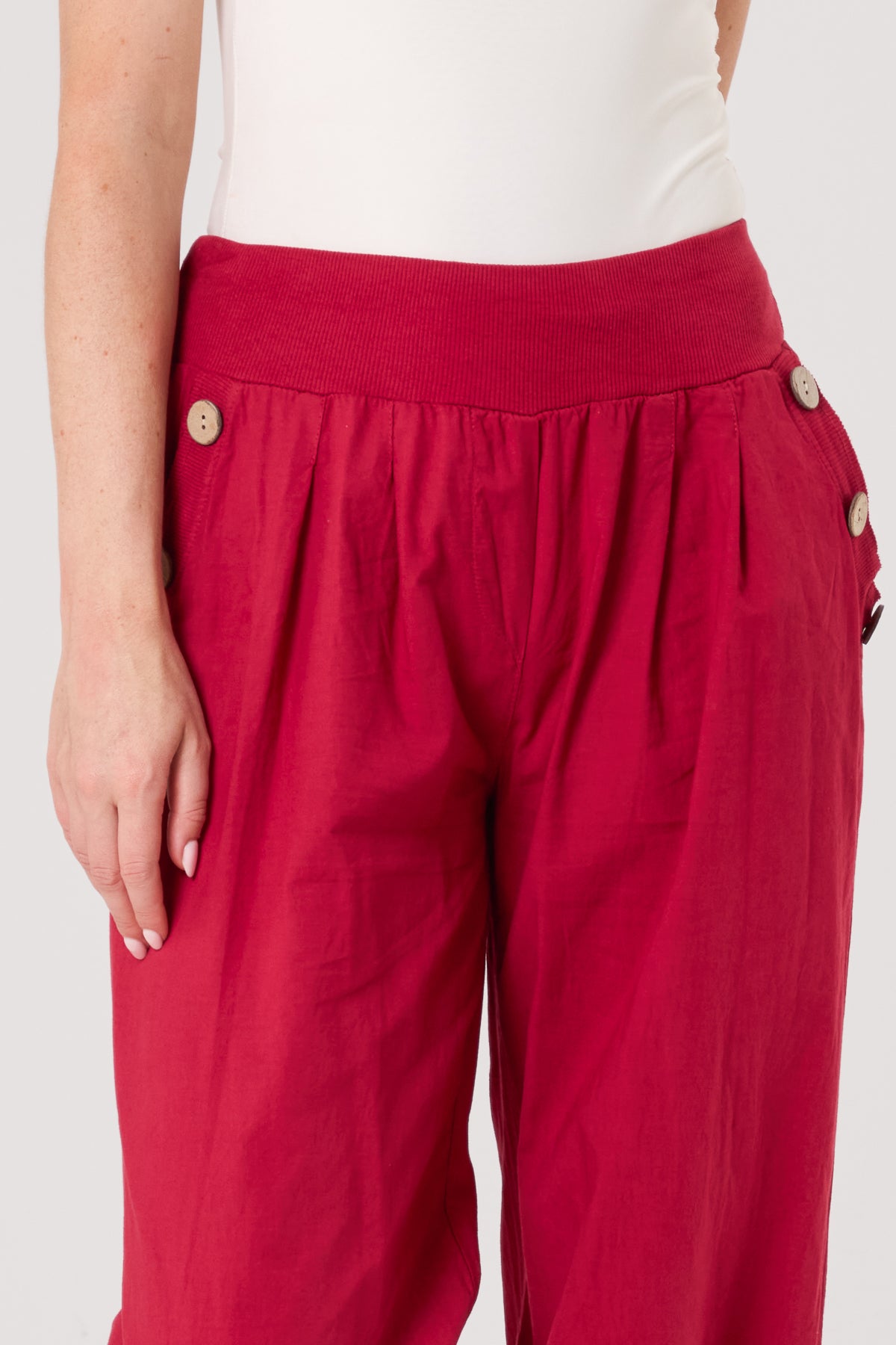 Button Pocket Detail Harem Pants