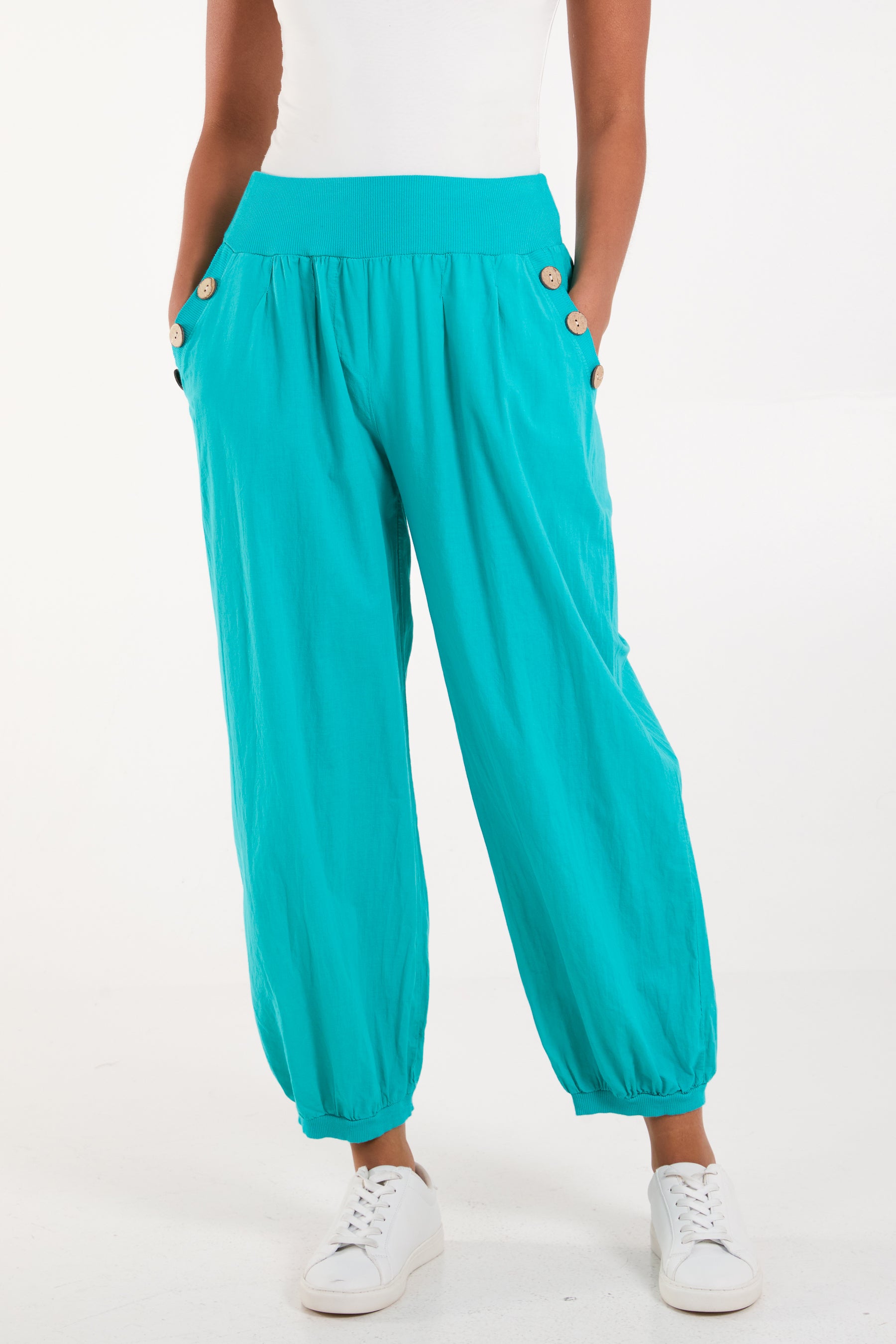 Button Pocket Detail Harem Pants