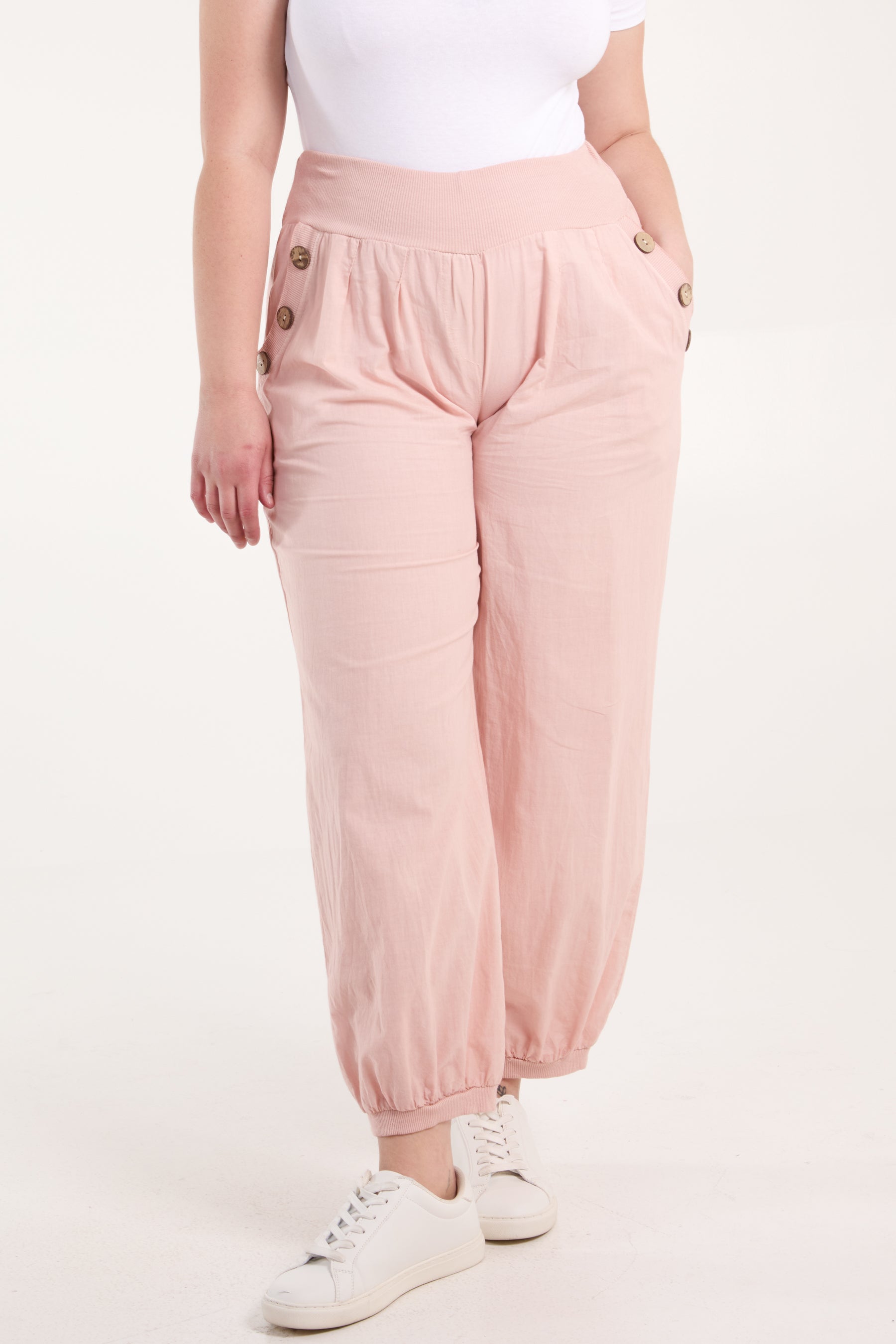 Button Pocket Detail Harem Pants