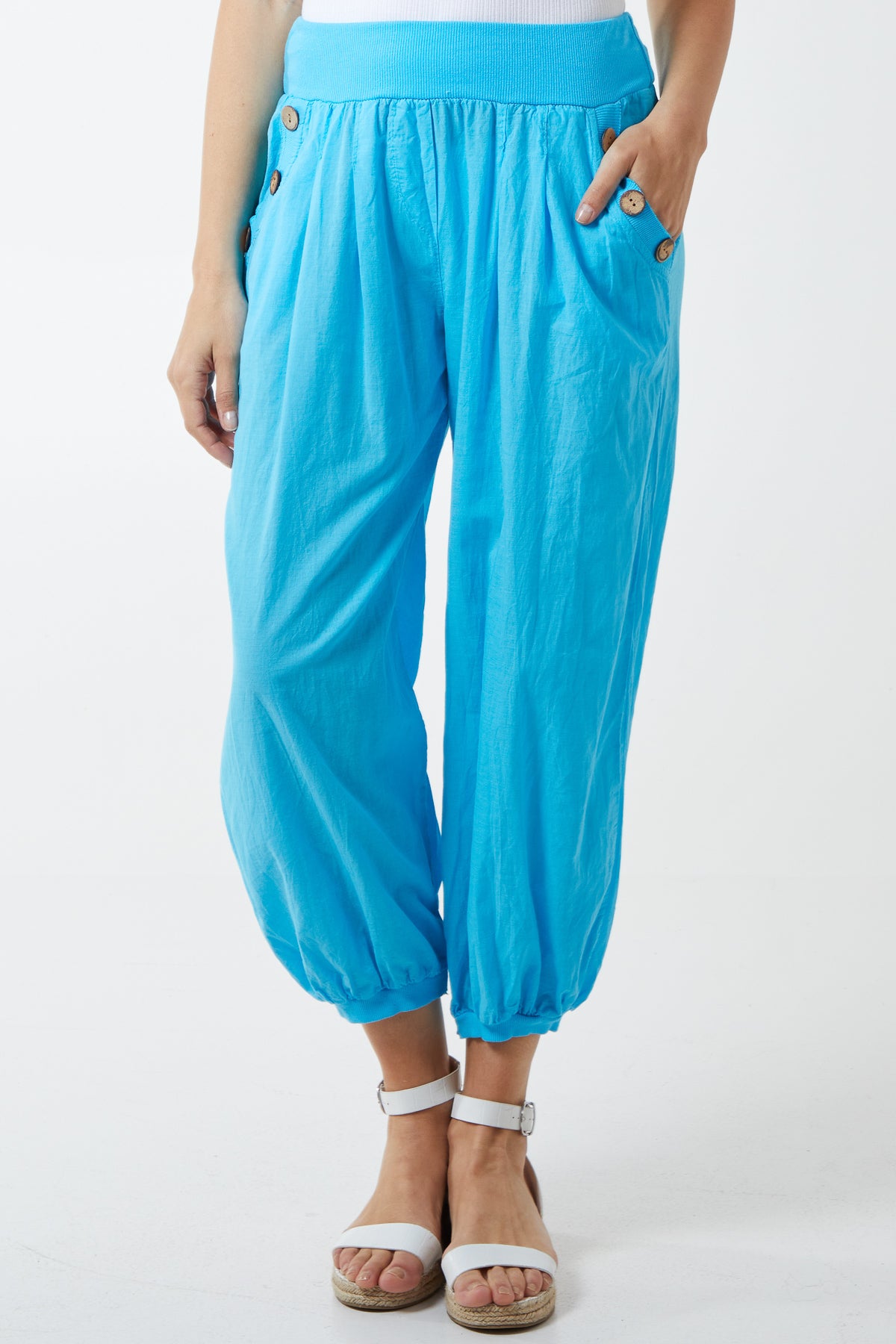 Button Pocket Detail Harem Pants